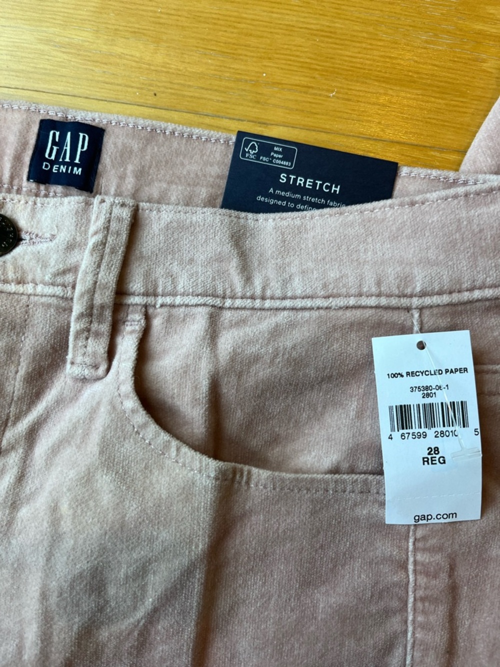 GAP Stretch Corduroy Pants - Blush Pink - Picture 3 of 7